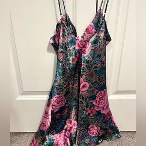 Vintage Victoria’s Secret Gold Label satin floral lingerie slip dress